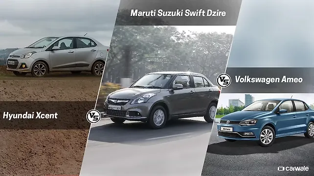 Spec Comparison: Volkswagen Ameo vs Maruti Dzire vs Hyundai Xcent Spec Comparison: Volkswagen Ameo vs Maruti Dzire vs Hyundai Xcent