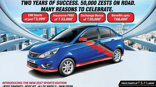 Tata Zest Sportz edition introduced to celebrate 50,000 units milestone