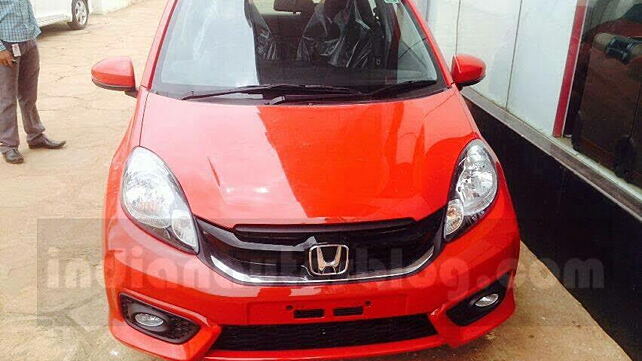 Facelifted Honda Brio spotted at Indian dealership