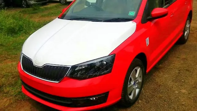 Skoda Rapid facelift snapped undisguised at a dealer yard Skoda Rapid facelift snapped undisguised at a dealer yard