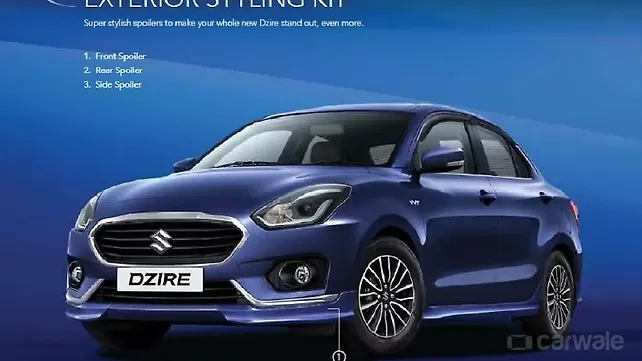 2017 Maruti Suzuki Dzire styling and accessories kits revealed 2017 Maruti Suzuki Dzire styling and accessories kits revealed
