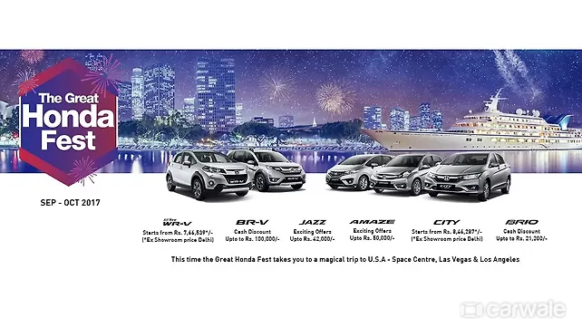 Honda offering discounts of up to Rs 1 lakh this month Honda offering discounts of up to Rs 1 lakh this month