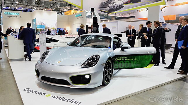 Porsche showcases electrified Cayman at the Electric Vehicle Symposium
