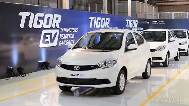 Tata Motors rolls out Tata Tigor EVs from Sanand facility Tata Motors rolls out Tata Tigor EVs from Sanand facility