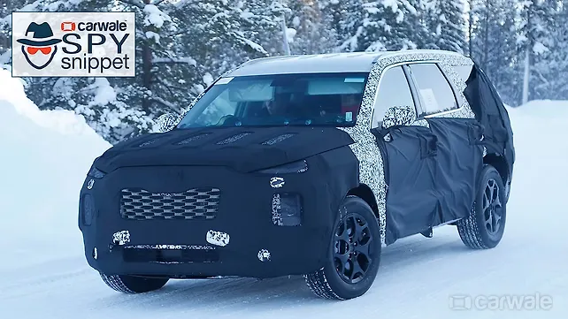 Hyundai spotted testing an eight-seater SUV in snow Hyundai spotted testing an eight-seater SUV in snow