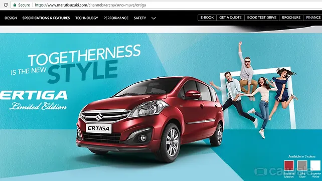 Limited Edition Ertiga listed on Maruti Suzuki website Limited Edition Ertiga listed on Maruti Suzuki website