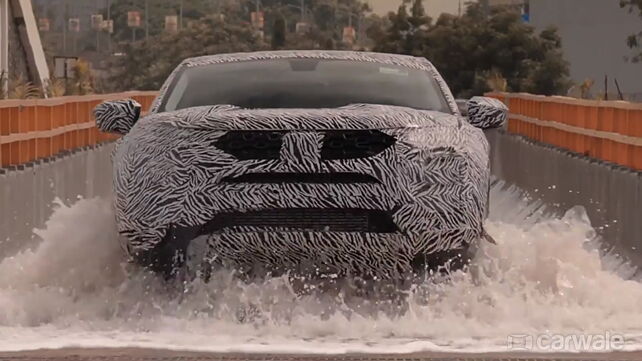 Tata Harrier teased while undergoing water wading test