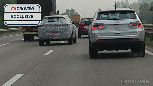 Tata Harrier spied benchmarking the Jeep Compass