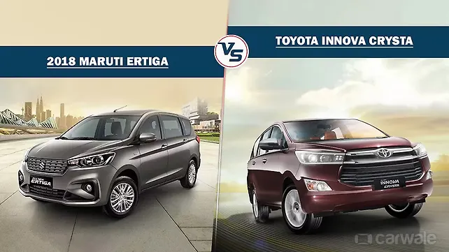 Spec comparison: 2018 Maruti Ertiga Vs Toyota Innova Crysta Spec comparison: 2018 Maruti Ertiga Vs Toyota Innova Crysta