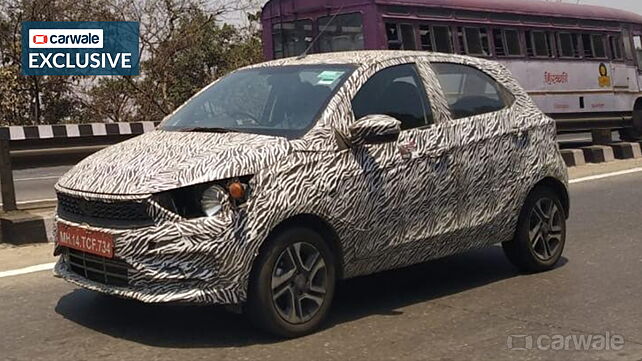 Tata Tiago facelift spied up-close with Altroz-like styling
