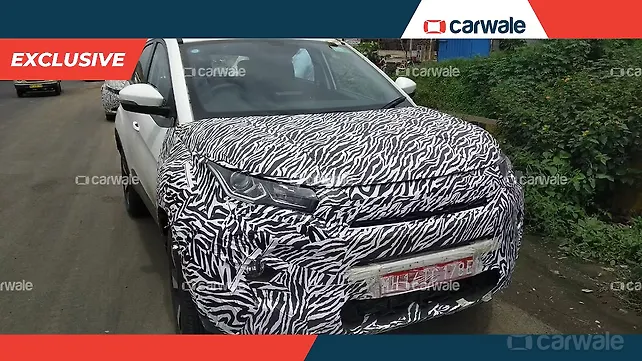 Tata Nexon facelift spied with production-ready headlamps Tata Nexon facelift spied with production-ready headlamps