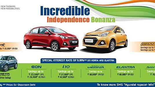 Hyundai offering discounts of up to Rs 70,000 on Independence Day