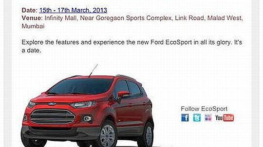 Ford EcoSport to be on display in Mumbai this weekend