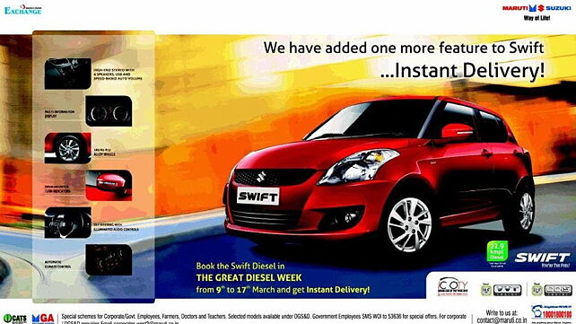 No waiting period for Maruti Swift diesel; heavy discounts on Ritz