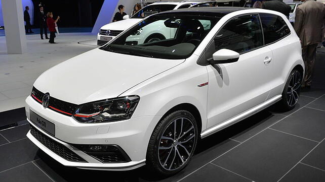 Volkswagen Polo GTI facelift on display at the 2014 Paris Motor Show