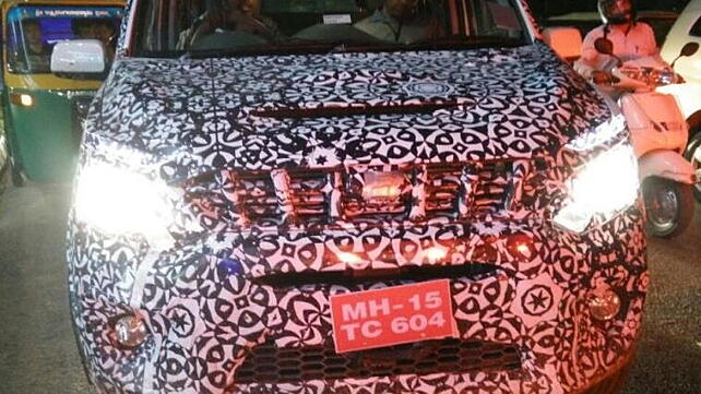 Mahindra Quanto facelift spied testing with DRLs