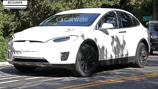 Tesla Model X all-electric crossover spied on test