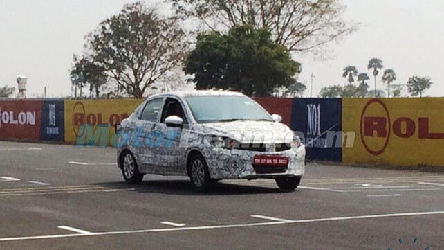 Tata Kite sedan spotted testing at Kari Motor Speedway