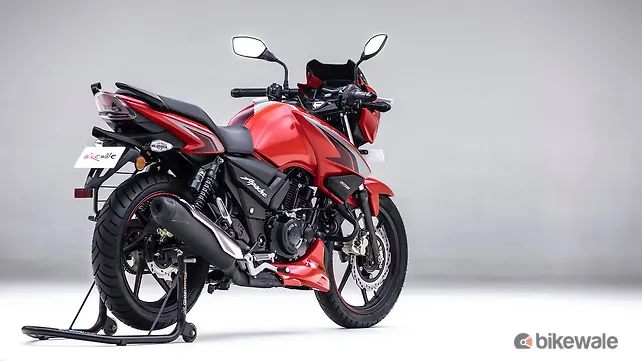 TVS Apache RTR 160 Right Rear Three Quarter TVS Apache RTR 160 Right Rear Three Quarter