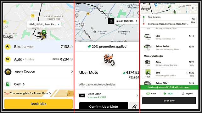 Rapido, Ola, Uber Apps are still allowing to book bike taxis in Delhi.