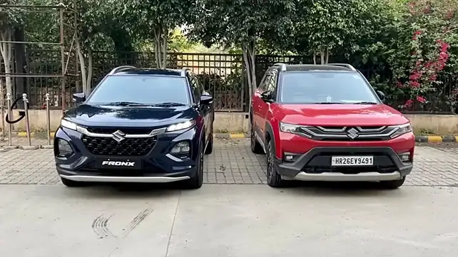 Maruti Suzuki Fronx and Brezza spotted together; dimensions compared Maruti Suzuki Fronx and Brezza spotted together; dimensions compared