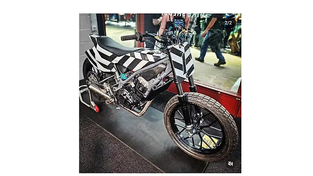 Royal Enfield Flat Track 450 at a custom bike show Royal Enfield Flat Track 450 at a custom bike show