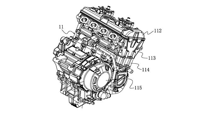 CFMoto 500SR's four-cylinder engine leaked in patent images - BikeWale