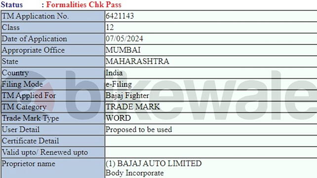 Bajaj Bruzer CNG trademark