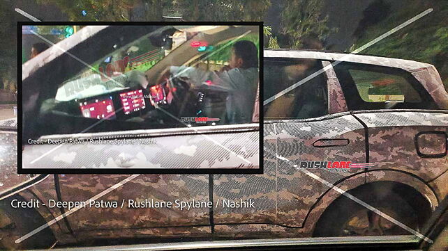 Mahindra XUV.e8 (XUV700 EV) interior spied with three screens