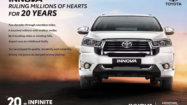 Toyota Innova Elapses 20 Years, Surpasses 12 Lakh Sales Milestone Toyota Innova Elapses 20 Years, Surpasses 12 Lakh Sales Milestone