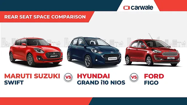 Maruti Suzuki Swift, Hyundai Grand i10 Nios, Ford Figo: Rear seat space compared Maruti Suzuki Swift, Hyundai Grand i10 Nios, Ford Figo: Rear seat space compared