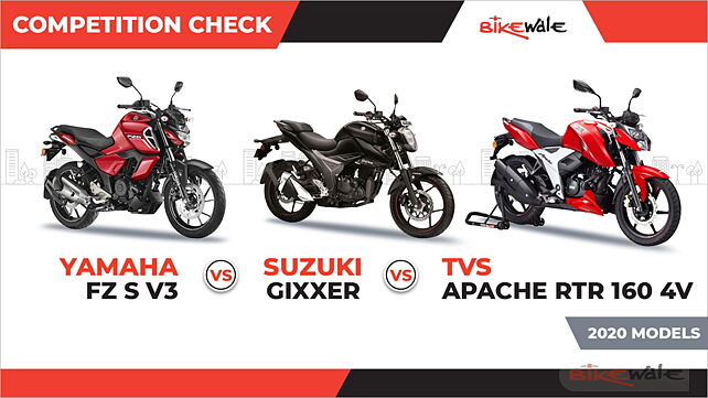 Yamaha FZ S V3 vs Suzuki Gixxer vs TVS Apache RTR 160 4V: BS6 Models Competition Check
