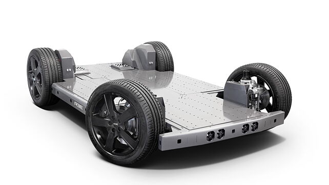 New EV platform where wheel arches contain motors, suspension and steering