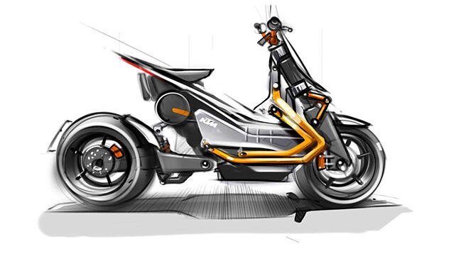 KTM electric scooter rendered; likely to be based on Bajaj Chetak