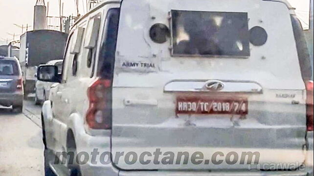 Mahindra Scorpio bulletproof version for security forces spotted testing