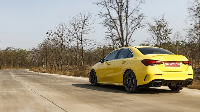 Mercedes-Benz AMG A35 Limousine Left Rear Three Quarter Mercedes-Benz AMG A35 Limousine Left Rear Three Quarter