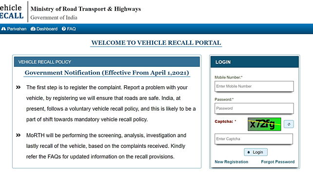 MoRTH introduces vehicle recall portal on Parivahan website