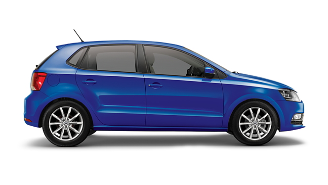 Electric blue shop polo car